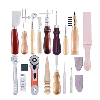 

1set Leather Tool Set Carving Punching Hole Cutting Knife Gas Eyes Burnish Peeling Edge Process for Leather Belt