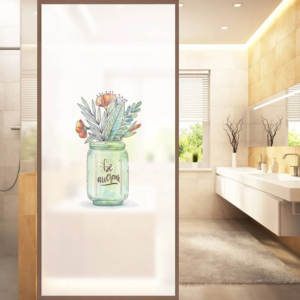 

Privacy Window Films Frosted Plant Pattern Glass Window Film Privacy Adhesive Glass Sticker Home Decor XH8Z