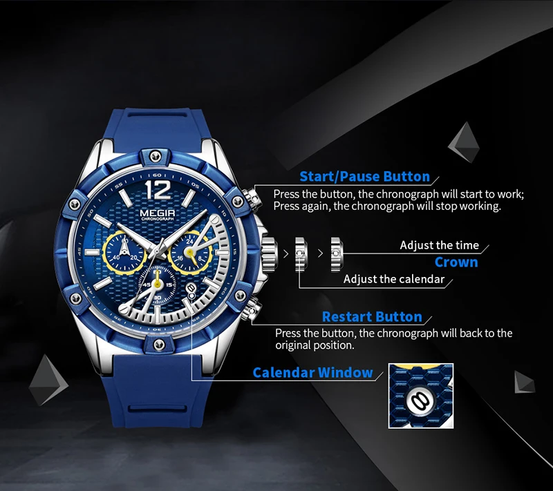Relogio мужские спортивные часы для мужчин MEGIR Элитный бренд творческий наручные часы Мужские Силиконовые Большой цифровой хронограф часы для мужчин