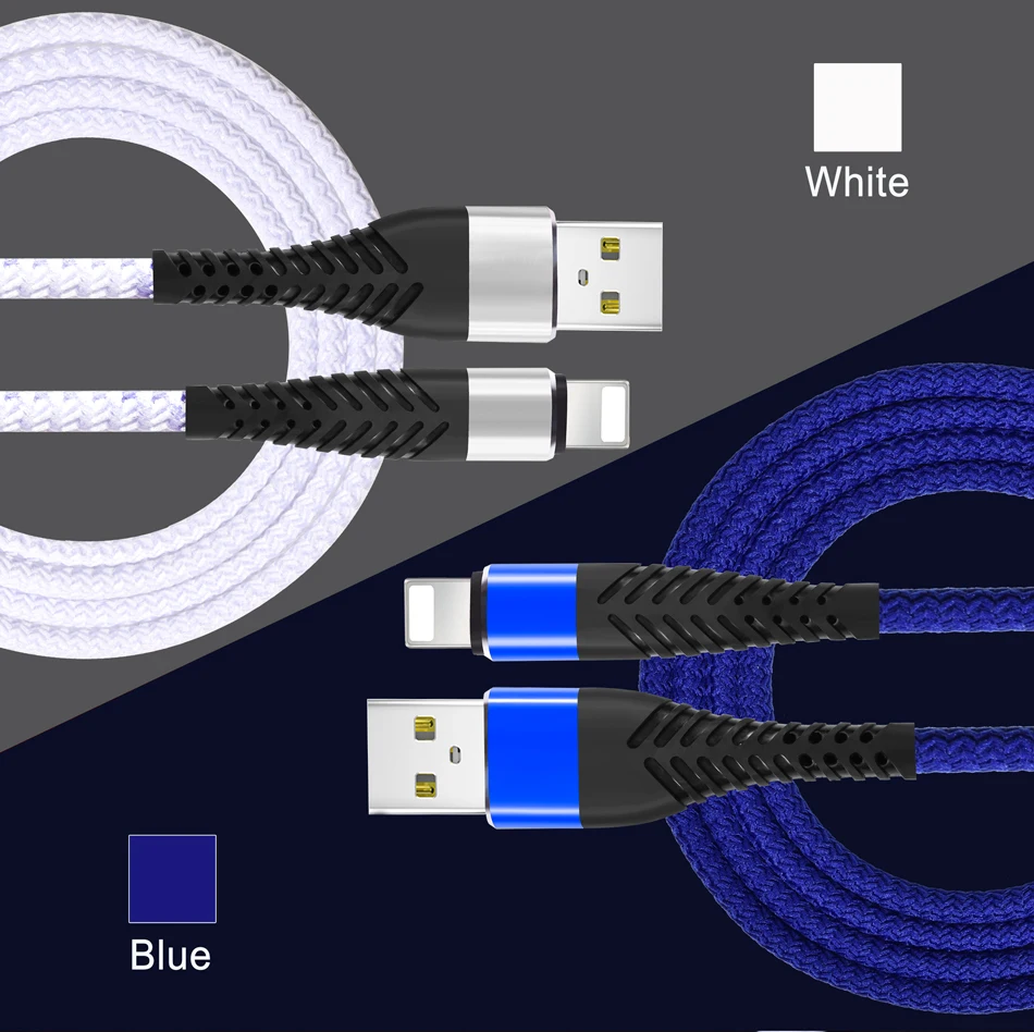 NOHON 3 м 2 м 1 м высокопрочный 8-контактный USB кабель для быстрой зарядки для iPhone 8X7 6 6S Plus 5 5S 5C SE iOS 10 9 8 iPad кабель для синхронизации данных