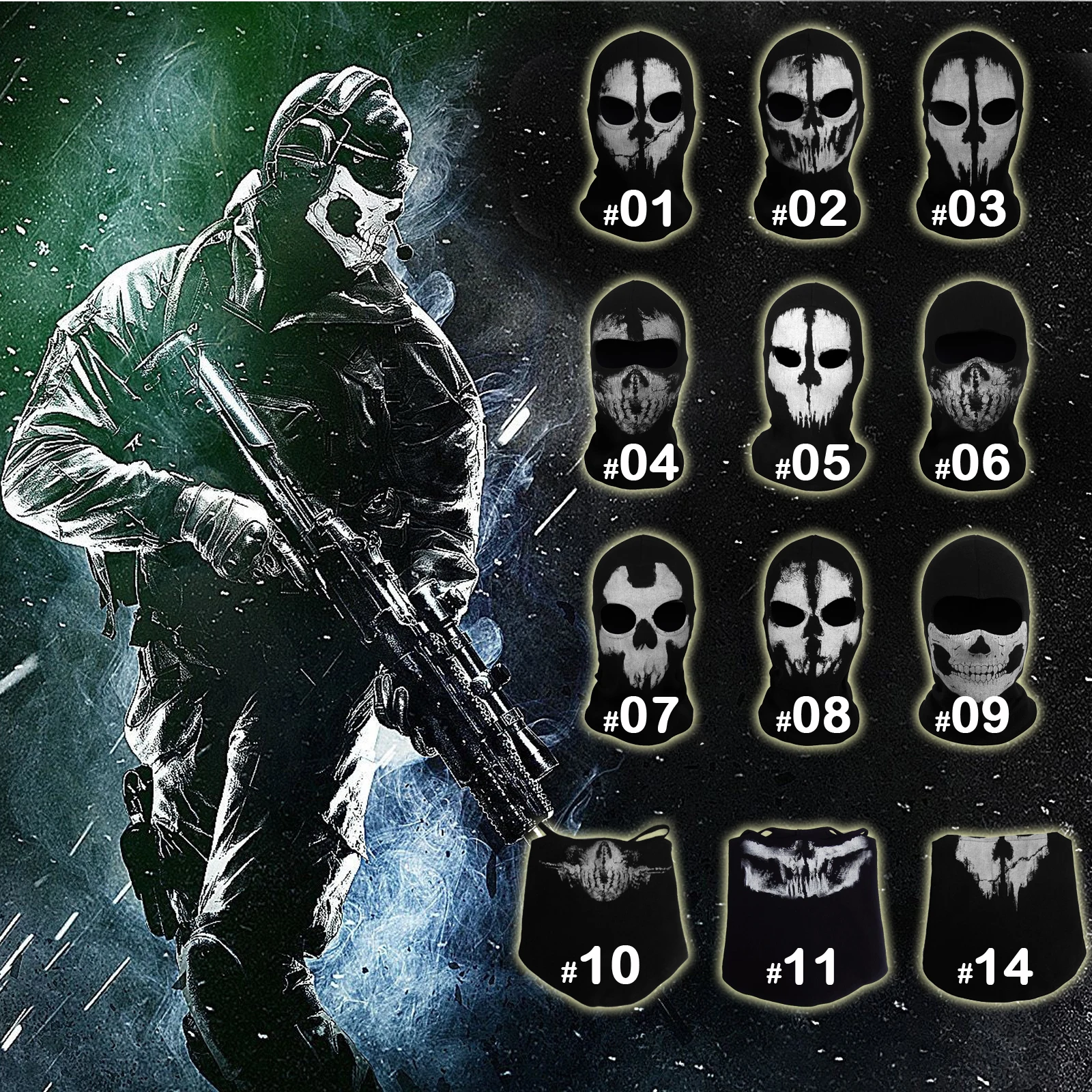 

Ghost Masks Skull Balaclava Paintball Combat Helloween Airsoft Army Tactical Snowboard Wargame Full Face Mask CS Game Equiment