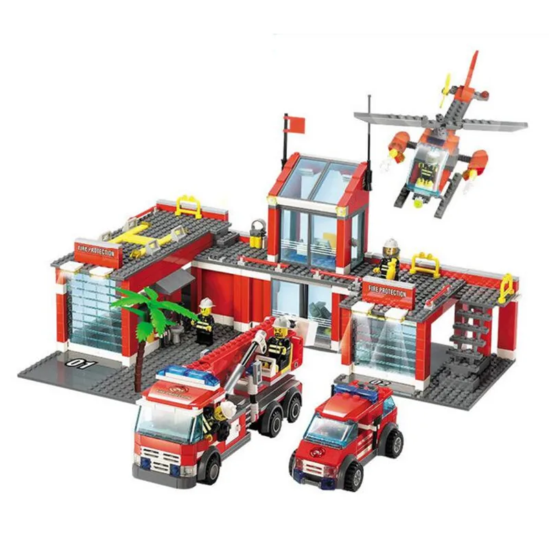 

774pcs Fire Department Station Fire AirCraft Airplane Building Blocks ABS DIY Bricks Children Enlighten Toys