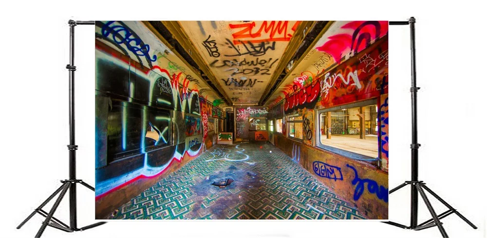 Laeacco гранж граффити проходной интерьер живописные фотографии фоны Индивидуальные фотографии для фотостудии