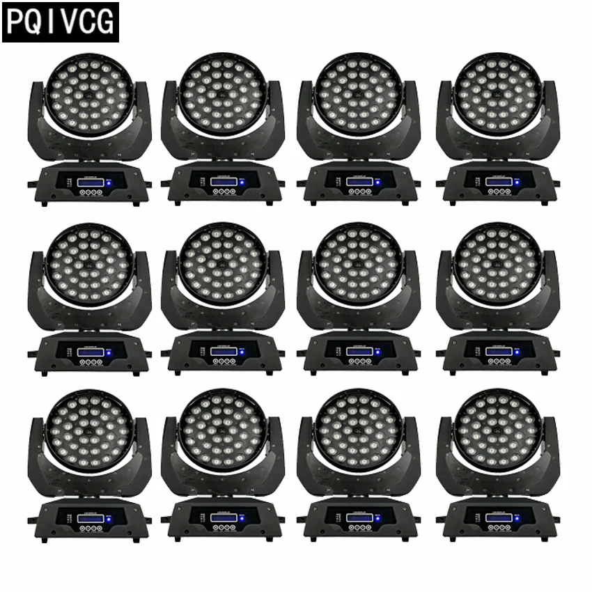 

12pcs/36x12w moving head light rgbw 4in1 zoom wash lights dmx512 disco light professional dj equipment