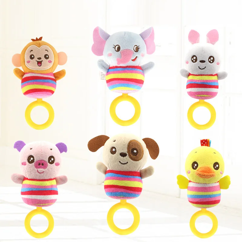 Newborn rattle baby 0 1 year old teether hand bell plush Baby Rattles