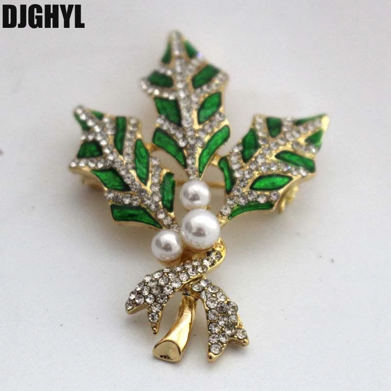 Fashion Promotion Crystal Leaf Brooches Vintage Green Color Brooches