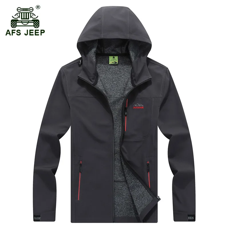 

AFS JEEP 2017 Quick-dry jacket spring men's fashion casual brand gray windproof jackets army coats man autumn black hooded coat