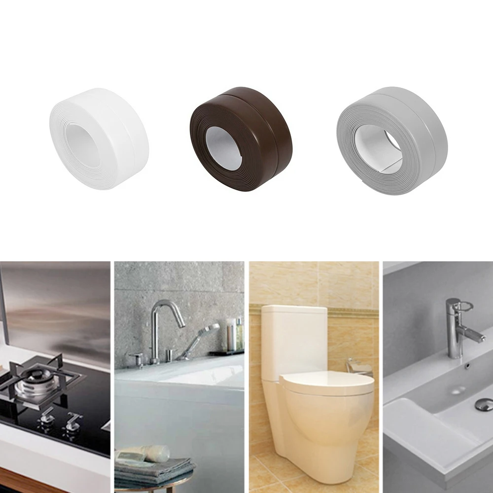 

2pcs PVC Wall Sealing Self-Adhesive Tape Waterproof And Mildew Proof Tape Kitchen Bathroom Accessories Tape