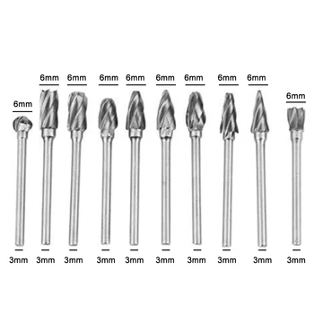 

10pcs/set Tungsten Steel Grinding Head Drill Carbide Rotary Burr Tool Set