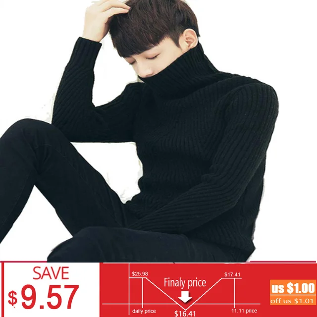 witte zwarte coltrui trui mannen truien winter thicken cashmere mens
