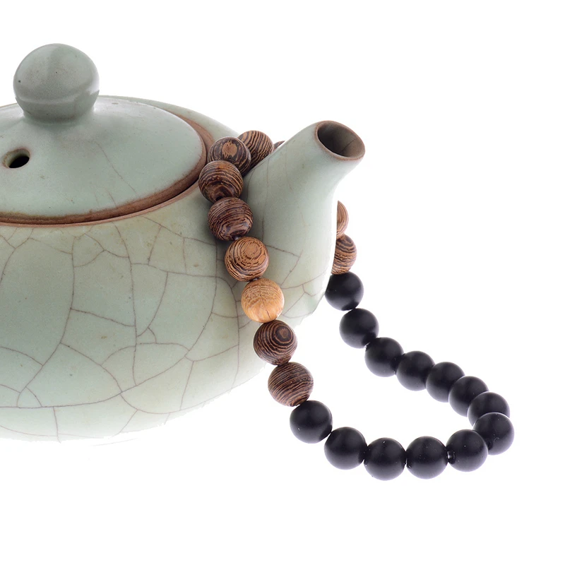 Men's Natural Wood Prayer Beads Bracelets - Helloice Bijoux