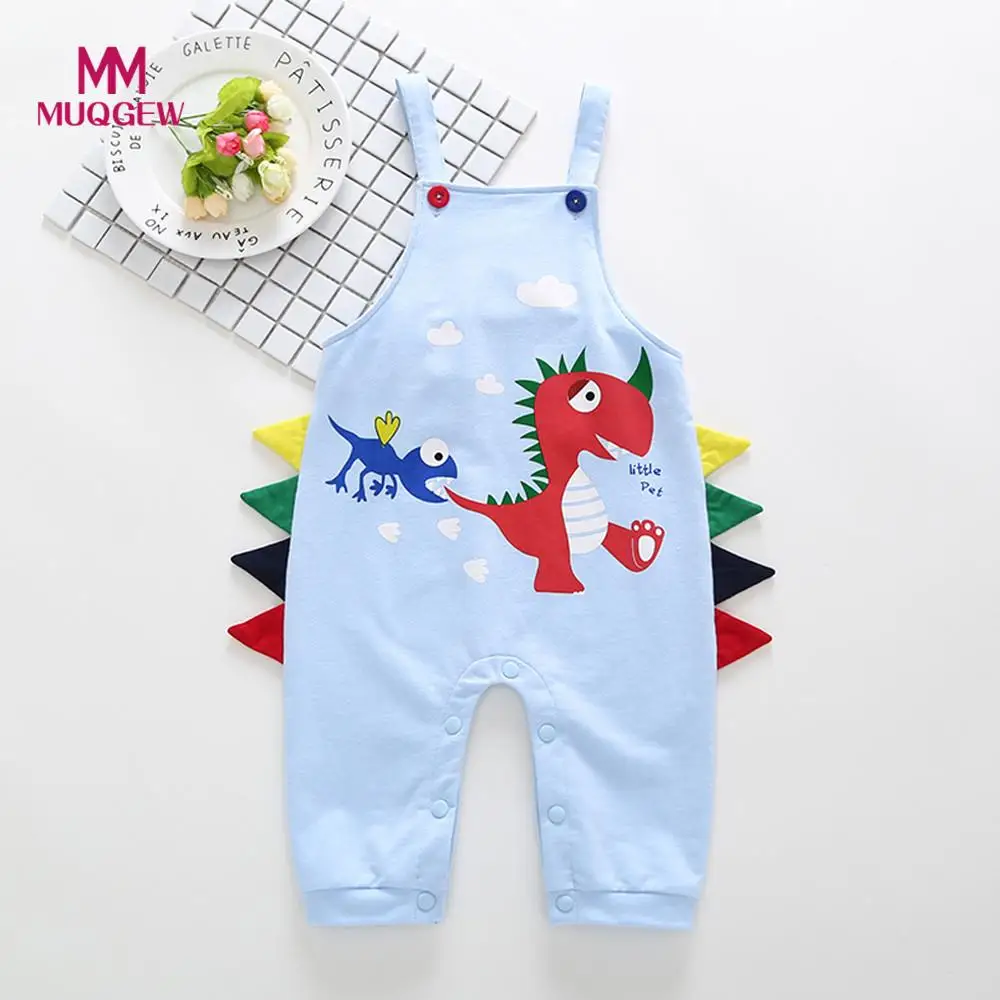 Free Shipping Toddler Baby Boys Girls Cartoon Dinosaur Straps Sleeveless Pants Rompers Clothes Warm Comfortable Autumn Winter | Детская