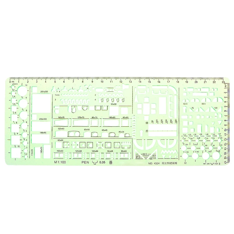 Пластиковая Зеленая линейка геометрический шаблон чертеж линейки для студентов канцелярские Школьные Аксессуары