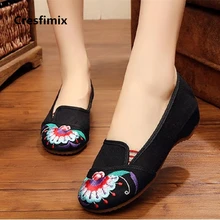 Cresfimix Женская мода комфортного весной и Летние туфли на плоской подошве женские повседневные Черные туфли Леди Ретро Прохладный Улица танцевальная обувь c2229