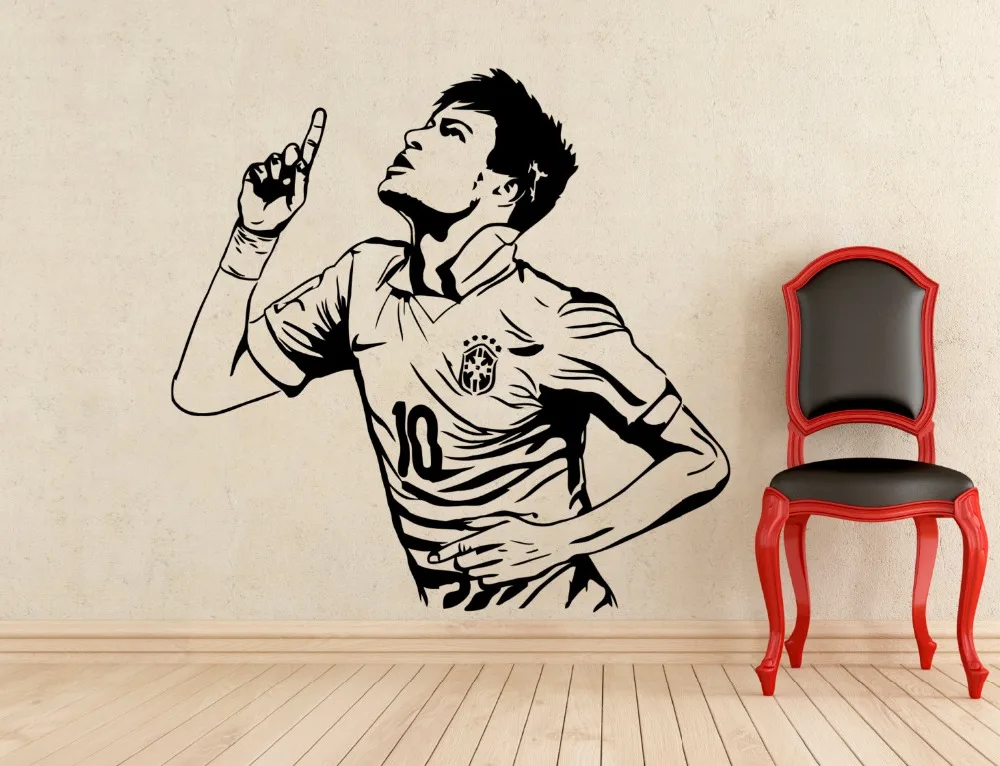 Neymar Barcelona Wall Decal Football Player Boys Bedroom Stickers Brazil Interior Removable Drop Shipping Servise Art DIY SYY419