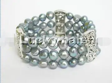 

Free Shipping >> new hot 3row baroque peacock black pearls bracelet