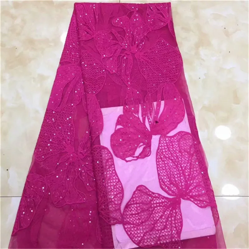 

Nigerian Lace Fabric 2019 High Quality Lace 3d Lace Fabric Wedding White African With sequins Nigerian French Lace Fabric