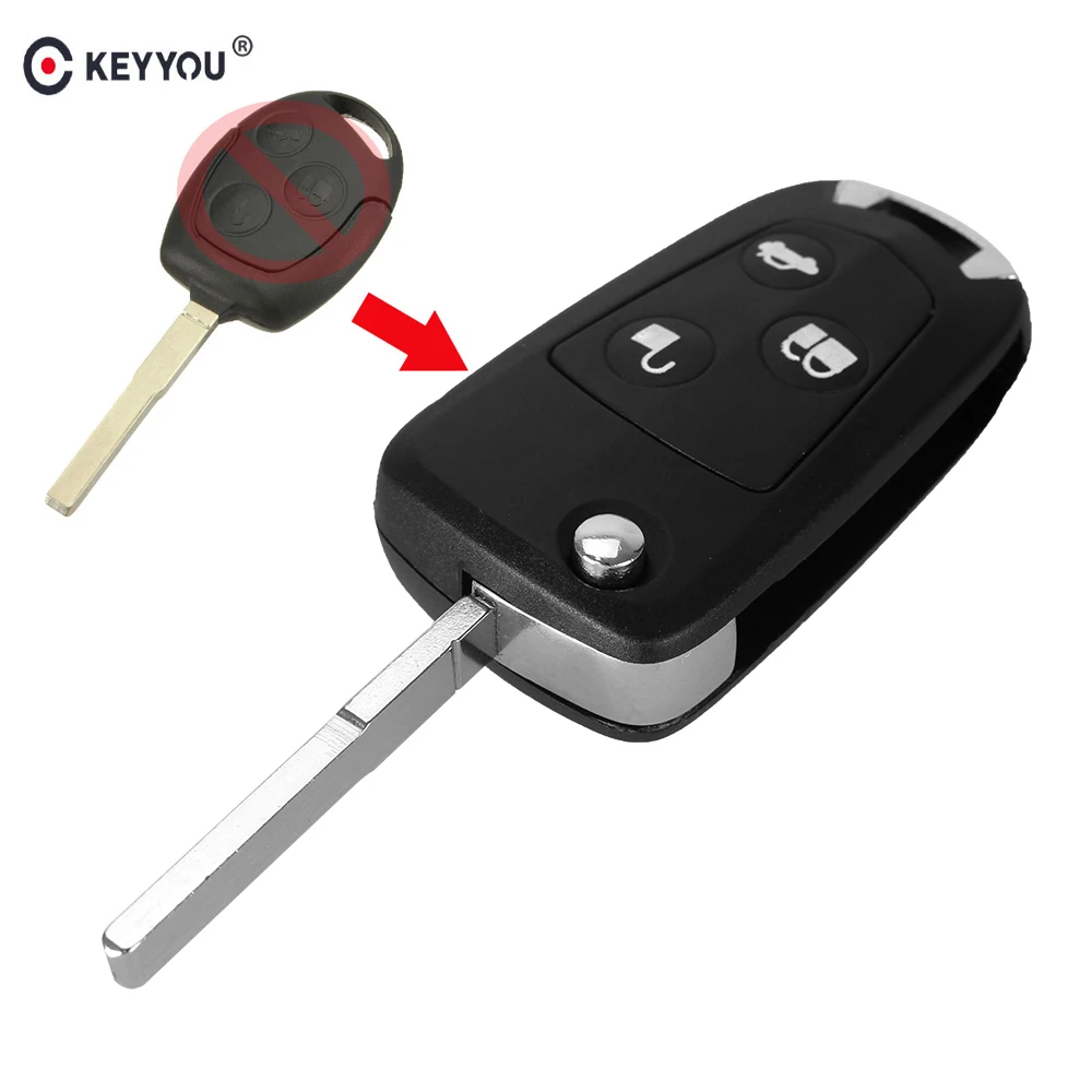 KEYYOU New 3 Buttons Modified Folding Remote Key Flip Fob Shell For font b FORD b