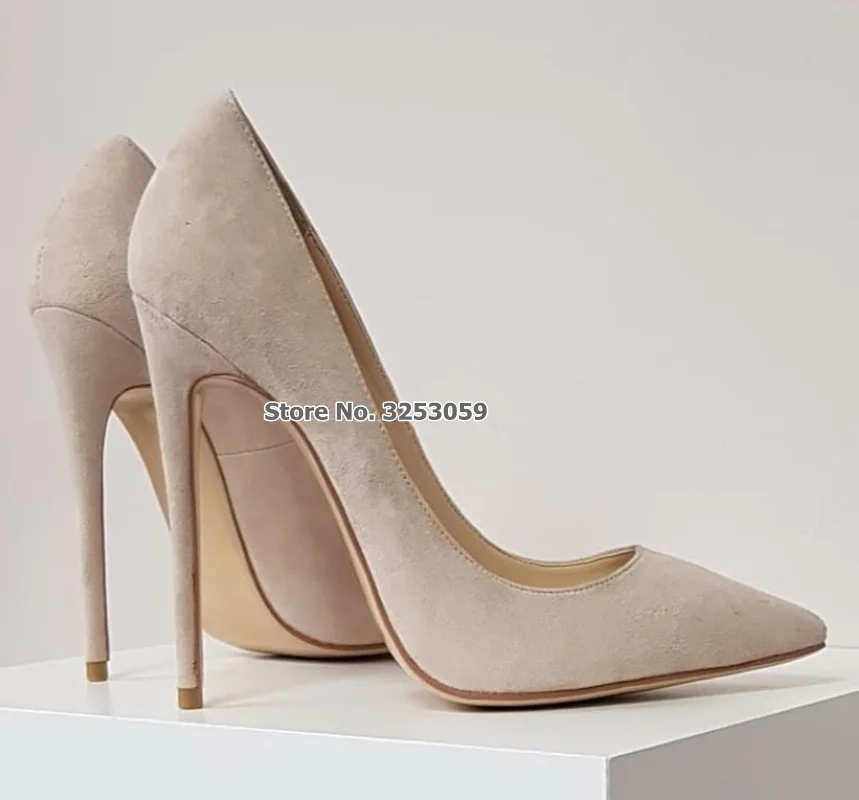 ALMUDENA Newest Nude Shallow Pointed Toe High Heel Pumps Stiletto Heels Dress Shoes Wedding Shoes Banquet Pumps 12 8cm|Women's Pumps| - AliExpress