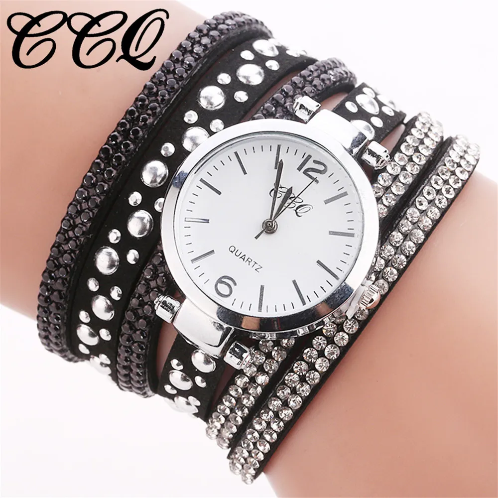 Susenstone, женские модные повседневные аналоговые кварцевые женские часы-браслет, стразы, наручные часы, подарок, Reloj femenino#30 - Цвет: Black