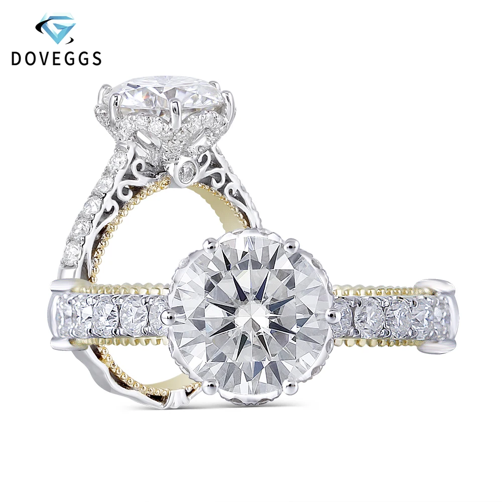 DovEggs Стерлинговое Серебро 925 пробы и 14 к желтое золото 2ct центр 8 мм цвет GH