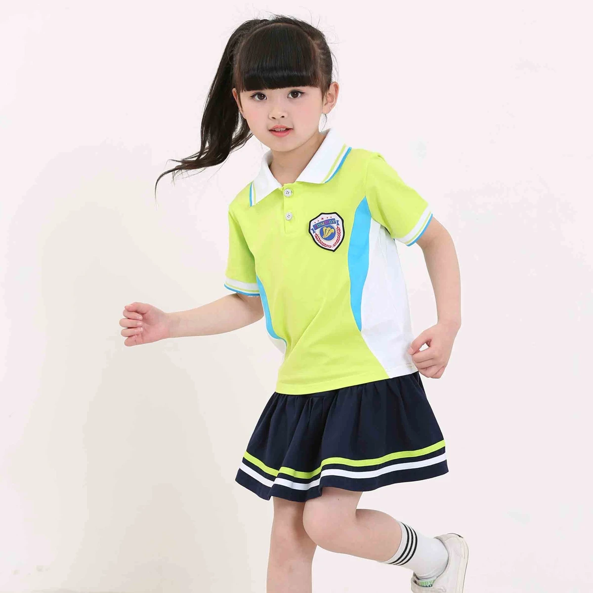 Школьная форма для девочек и мальчиков, летняя японская школьная Униформа с короткими рукавами - Цвет: Серебристый