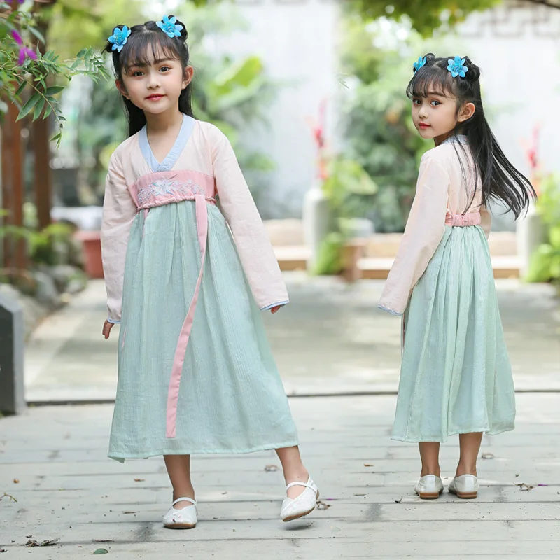 

Hanfu Chinese Costume For Kids Traditional Chinese Clothing For Girls Folk Dress Tang Dynasty Children Performance Wear DNV11408