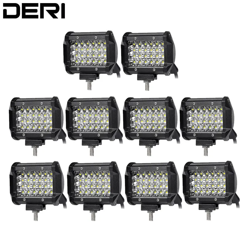 

10Pcs 4 Inch 24Leds Quad Row LED Work Light Spotlights Offroad Motorcycle For Jeep ATV UTV SUV UAZ UTE Truck 12V 24V Car Styling