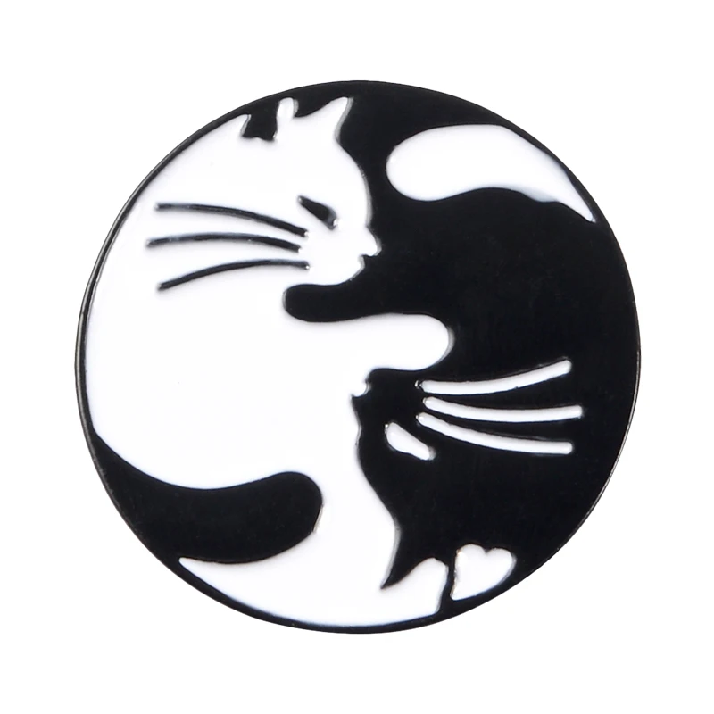 Эмалированная булавка Инь Ян кошка Скелет кошка переосмысливает привидения Охотники за привидениями злой призрак на булавке значки животные Броши для женщин мужчин унисекс - Окраска металла: Style3