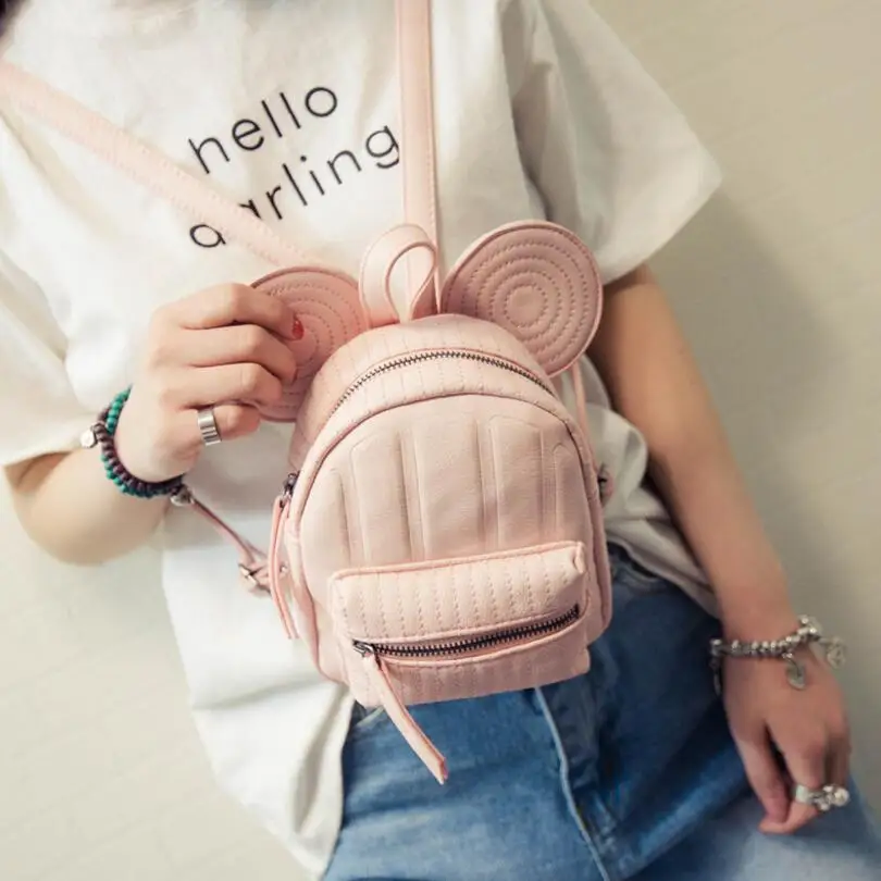 

New Women's Leather Backpack Cartoon Children Backpacks Mini Backpacks For Teenage Girls Small Backpack