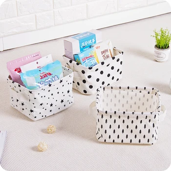 

1Pc Creative Cotton Linen Desktop Storage Basket Sundries Storage Box Underwear Cosmetic Organizer Jewelry Stationery Container