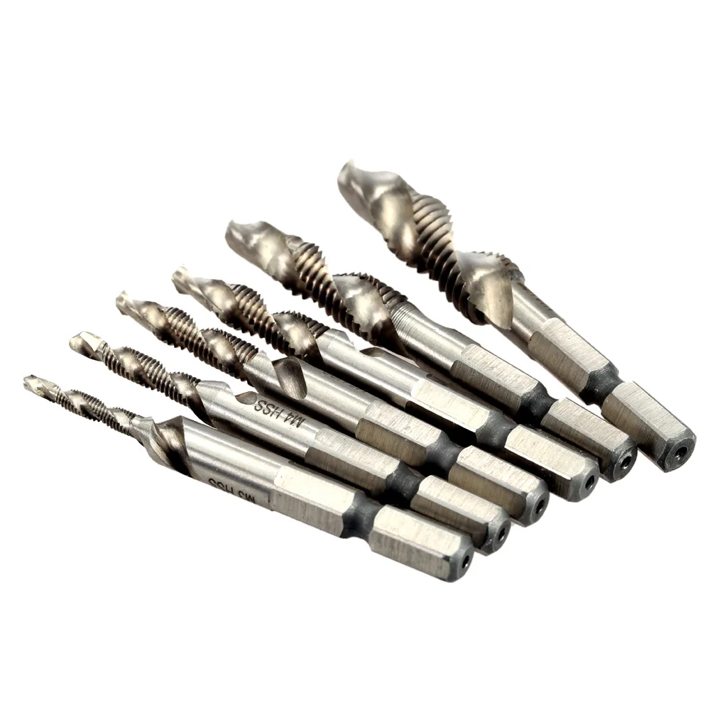 6PCS HSS Woodworking Combined Tap hand tap Drill Wood Metal Plastic Cutting Hole Saw Practical Strong Drill Bit Set tapping to 6PCS HSS Woodworking Combined Tap hand tap Drill Wood Metal Plastic Cutting Hole Saw Practical Strong Drill Bit Set tapping to