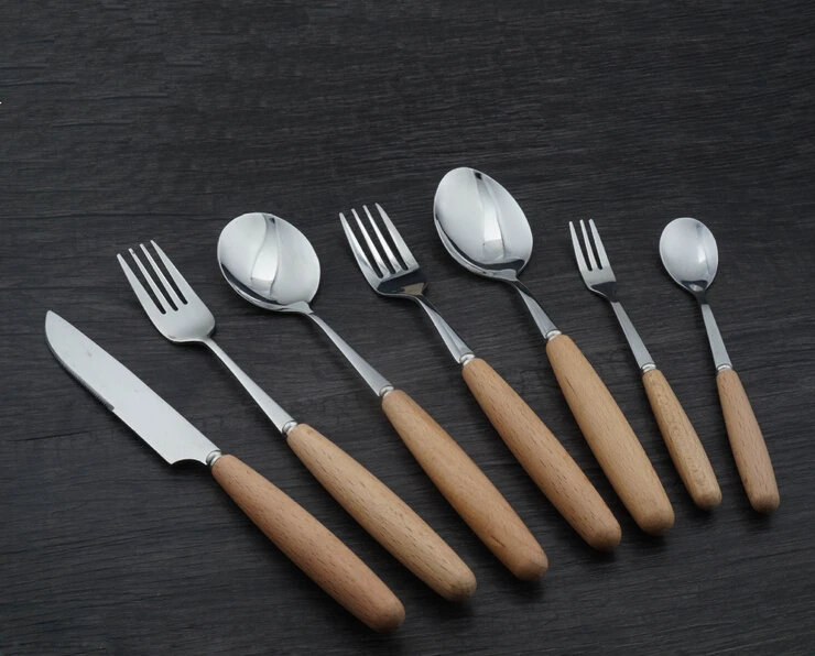 High Quality Wood Handle Dinnerware tools Stainless Steel Flatware