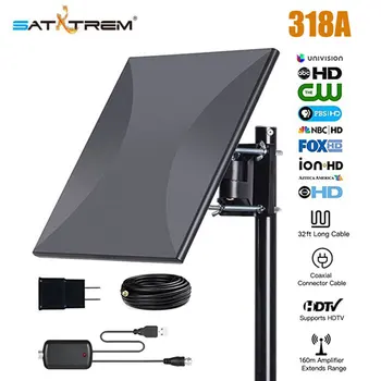 

Satxtrem 318A 160 Miles Outdoor Amplified TV Antenna Upgrade Omni Directional HDTV Antenna With 32.8ft Coax Cable For FM/VHF/UHF