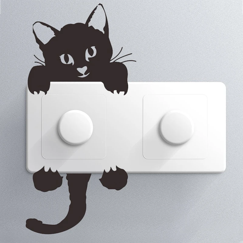 Милый Переключатель стикер креативный DIY кот переключатель настенный стикер детские комнаты ПВХ обои для гостиной спальни украшение настенный Декор