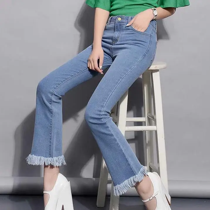 

new stretch jeans female personality tide plus size trousers flare pant women trousers