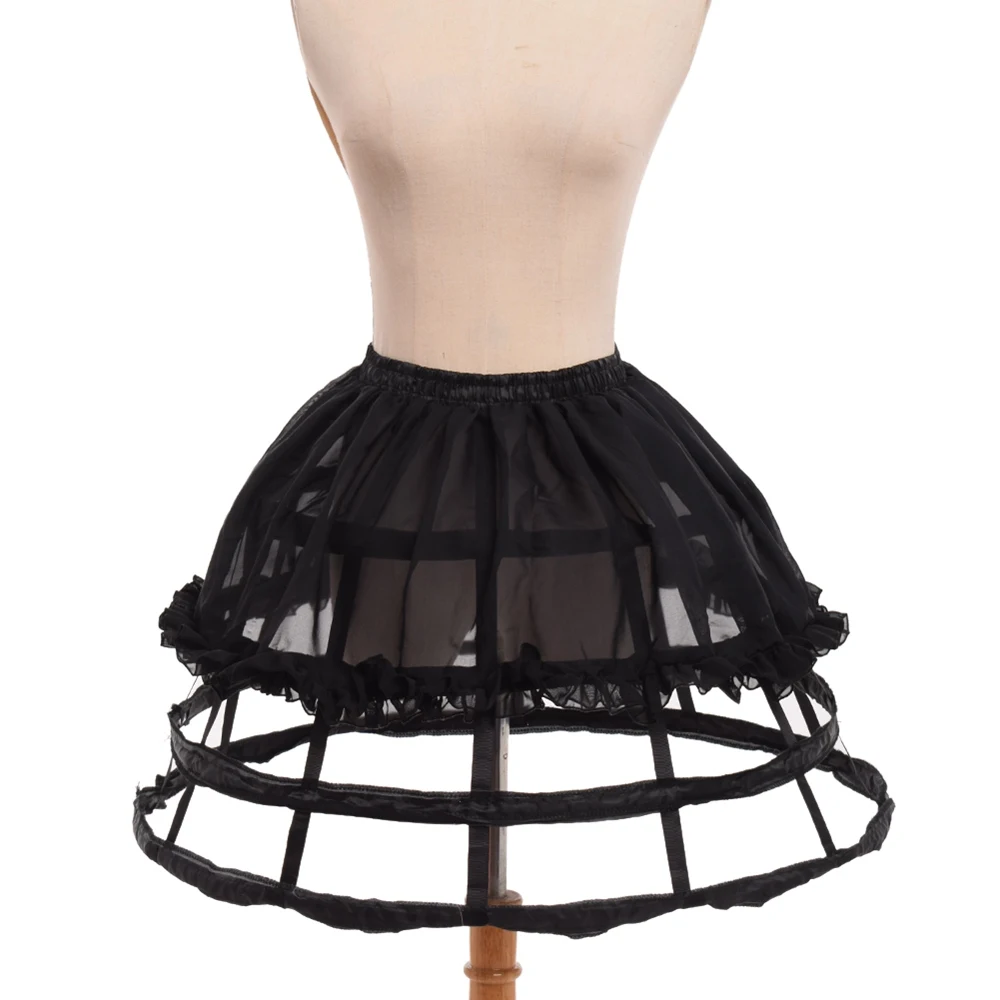 

Lolita Dress 3 Hoop Chiffon Crinoline Cage Bustle Petticoat Adjustable Pannier