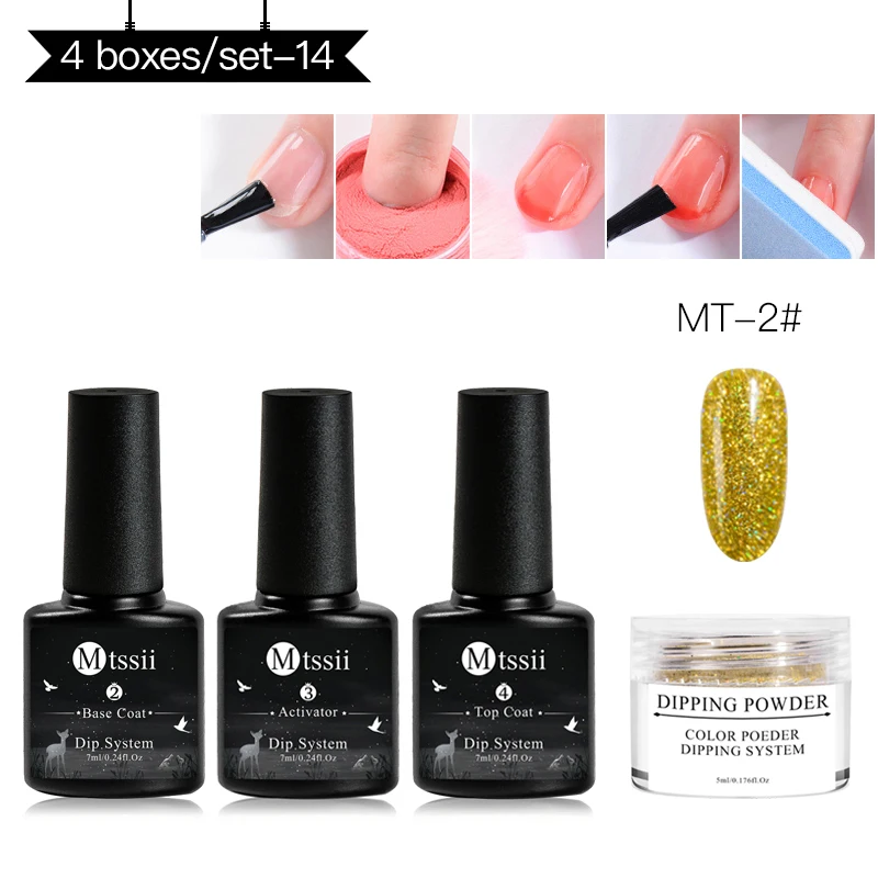 Mtssii система Погружения Набор для ногтей Holo Nail Art Dip порошок с Dip основой активатор жидкий гель цвет ногтей натуральный сухой без лампы - Цвет: ZH02753