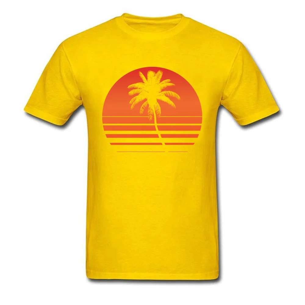 Male Tops Shirt sunset palm tree 2018 Discount Design T Shirt 100% Cotton Short Sleeve Normal Tee Shirts Crew Neck sunset palm tree yellow