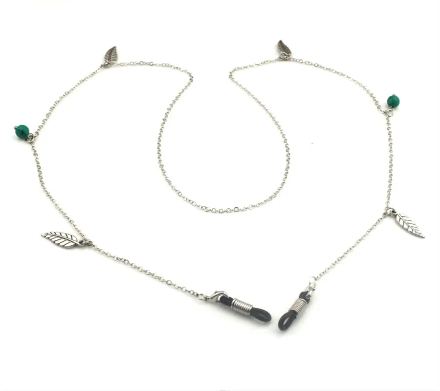 Винтажные серебряные цепочки для очков с листьями и бусинами, солнцезащитные очки, ремешок, ожерелье, металлическая цепочка для очков, держатель шнура, веревки для шеи