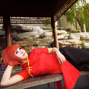 

Gintama Kagura Leader Short Sleeves Cheongsam the Chinese Dress Cosplay Costume Adult Anime Clothes Custom-mde