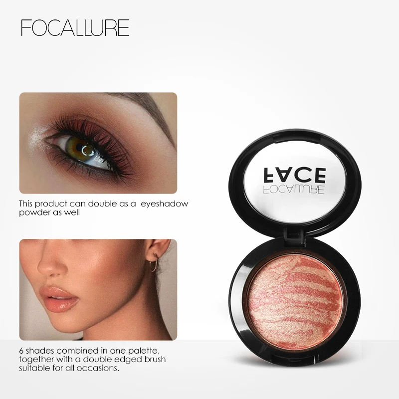 FOCALLURE 6 цветов Румяна для лица натуральные скул долговечные простые в нанесении