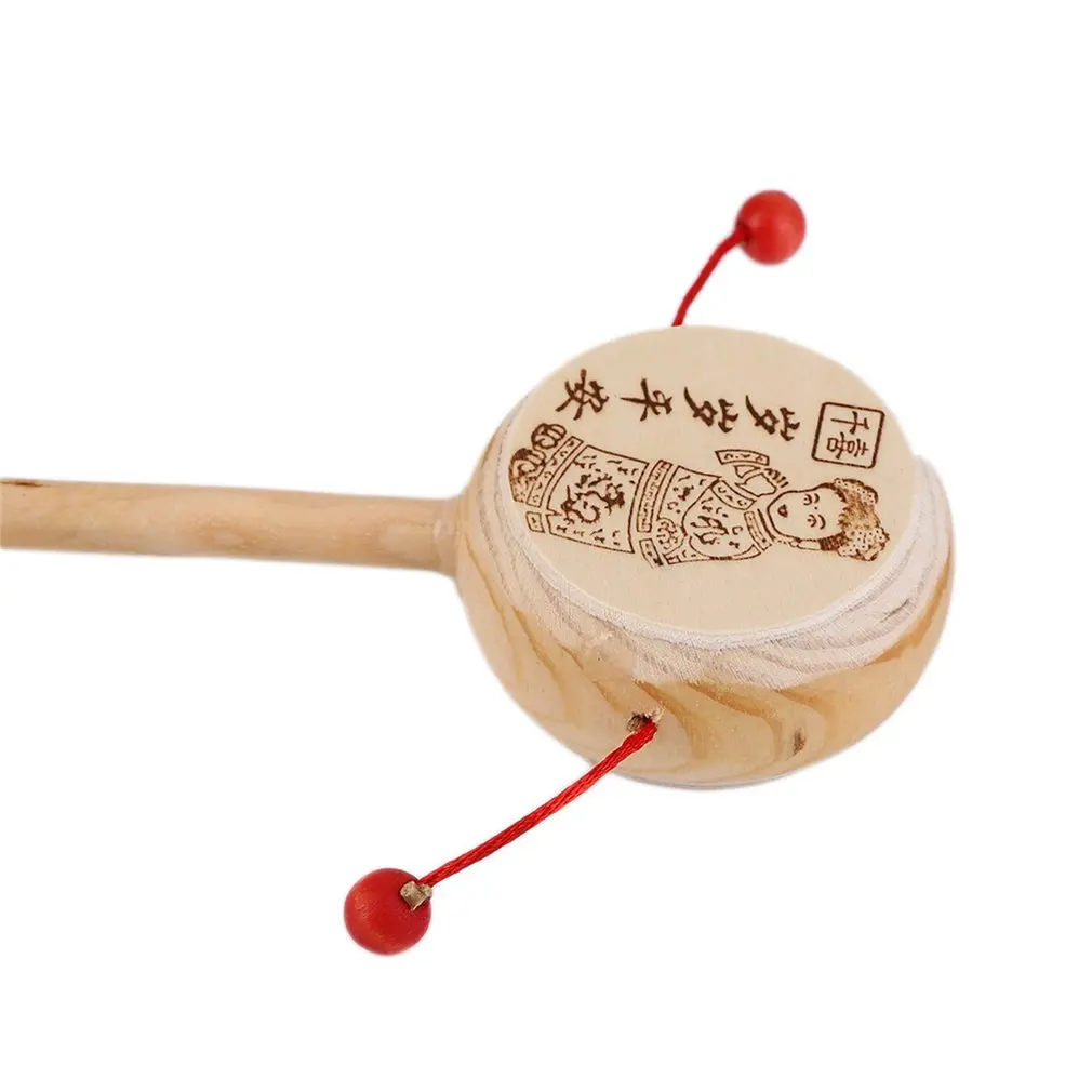 Детская деревянная погремушка для малышей, барабанный инструмент, детская музыкальная игрушка, китайский стиль, новинка, хит