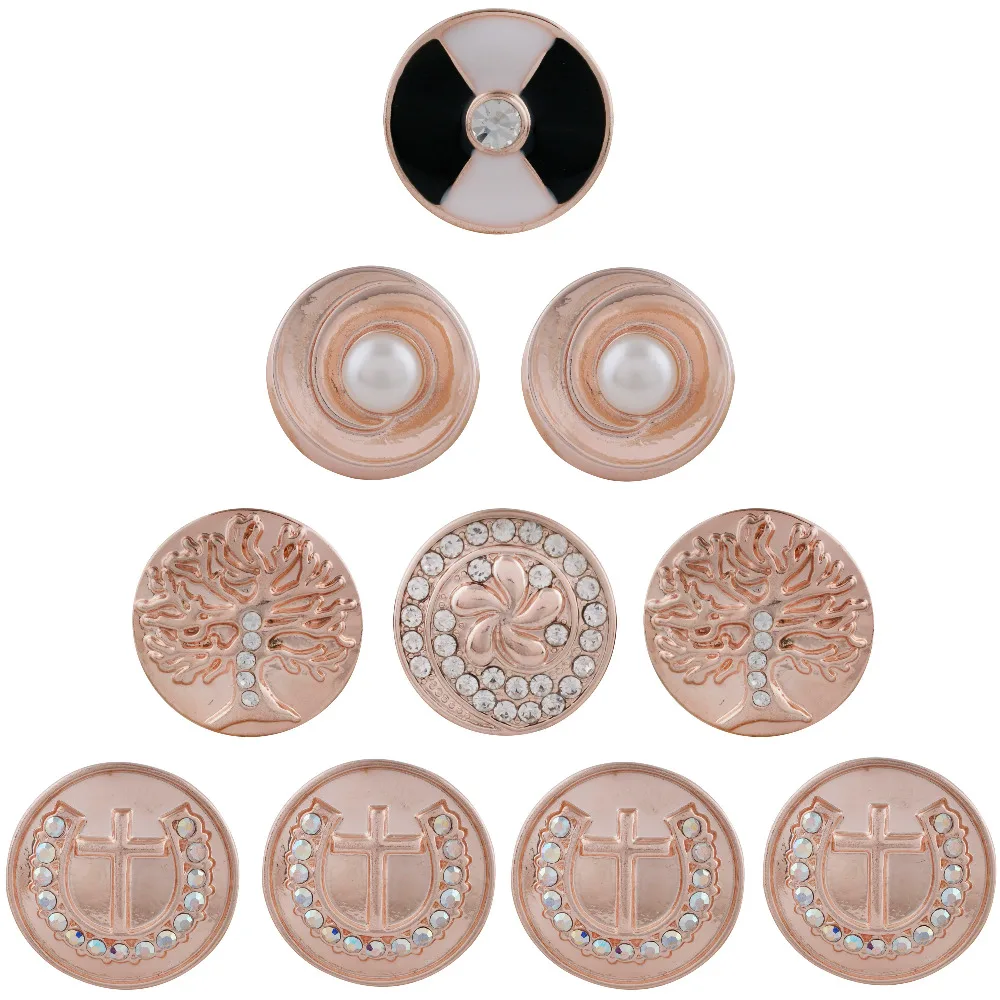 

2018 New 18MM Snap Jewelry Mixed Mosaic pearlsl rhinestone Metal Snap Buttons fit 18mm Snap Bracelet Bangle Earrings Necklaces