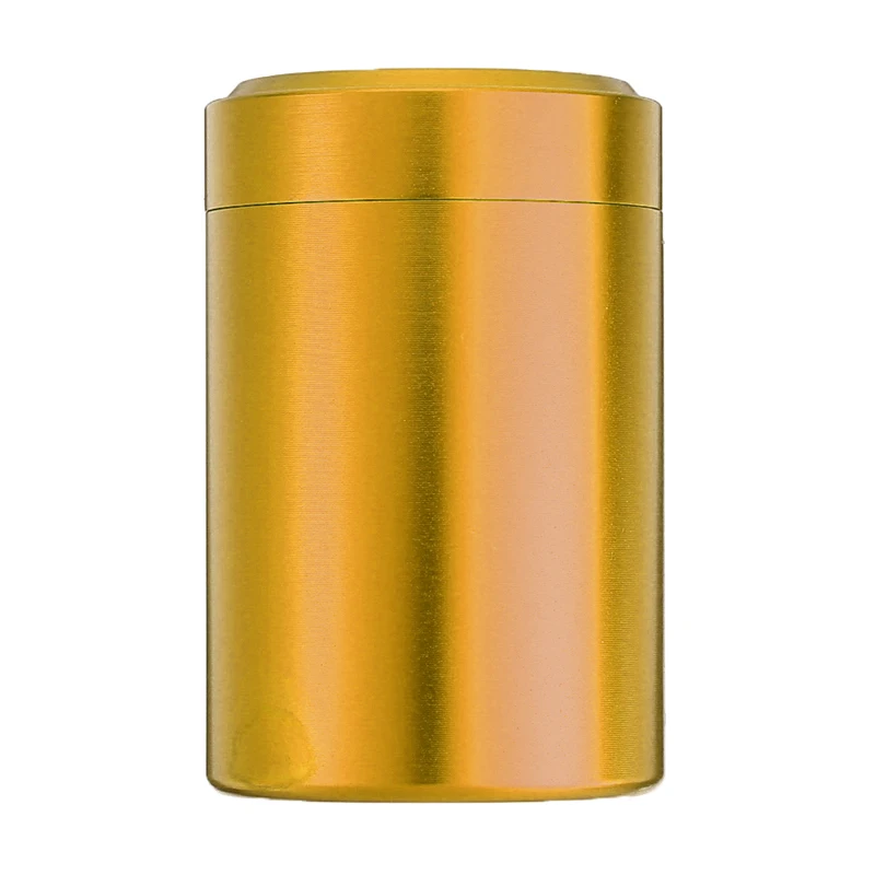 Портативная мини цилиндрическая чайная банка, герметичные алюминиевые ящики для хранения трав, баночки для кофейного порошка, жестяной контейнер для чая, для кувшина органайзера - Цвет: Золотой