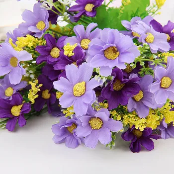 Real Touch Fake Flower Artificial Silk Daisy Flower Decorative Wedding Decoration Floral Bouquet Home Party Garden Supplies