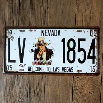 

NEVADA 1854 Vintage Metal Decorative License Plates For Car Wall Decor Retro Iron Painting Art Poster Tools