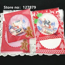 100 шт 10*10 см красные милые подарки мешки рождественское печенье упаковка самоклеющиеся пластиковые пакеты для печенье конфеты коробка для пирожных