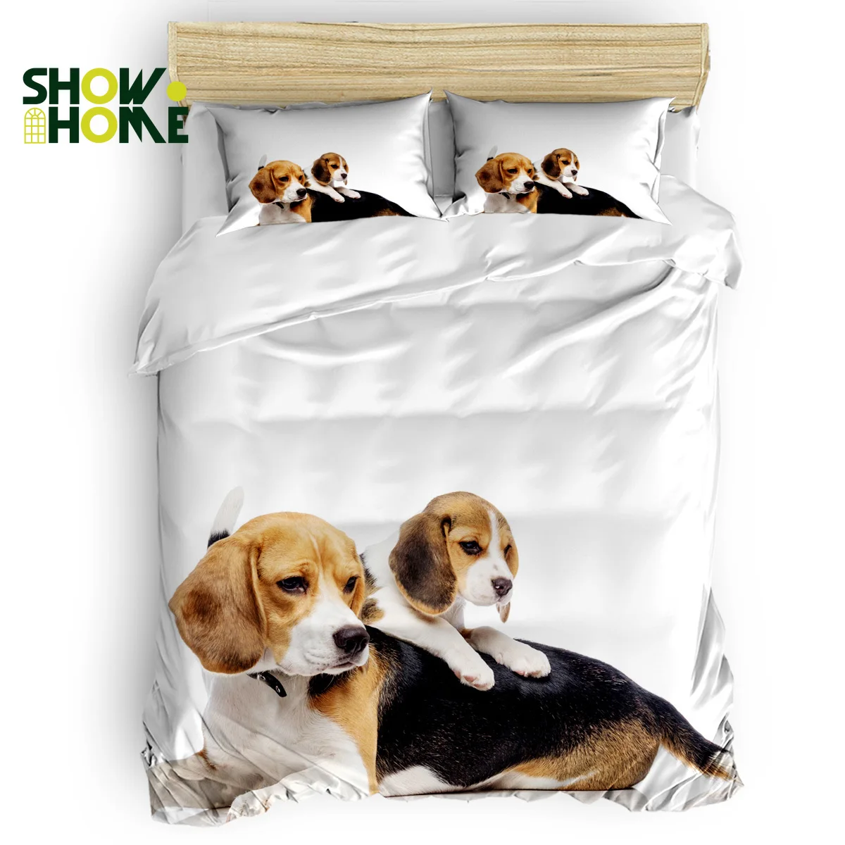 

SHOWHOME Duvet Cover Set Animal Melancholy Yellow-Haired Dog Duvet Cover 4 Piece Bedding Set
