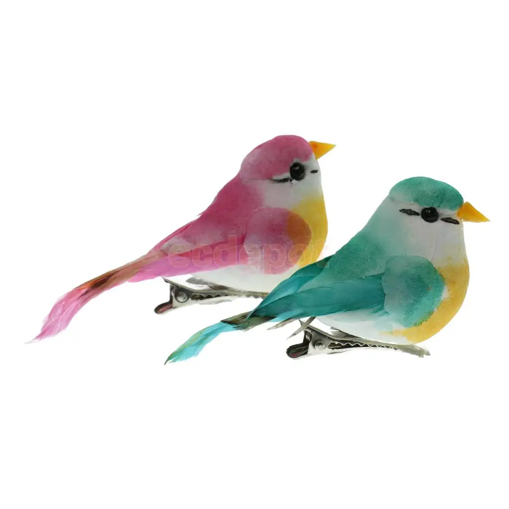 2pcs Artificial Bird Feathered Foam Simulation Bird Home Decor Ornament Craft Figurines Miniatures